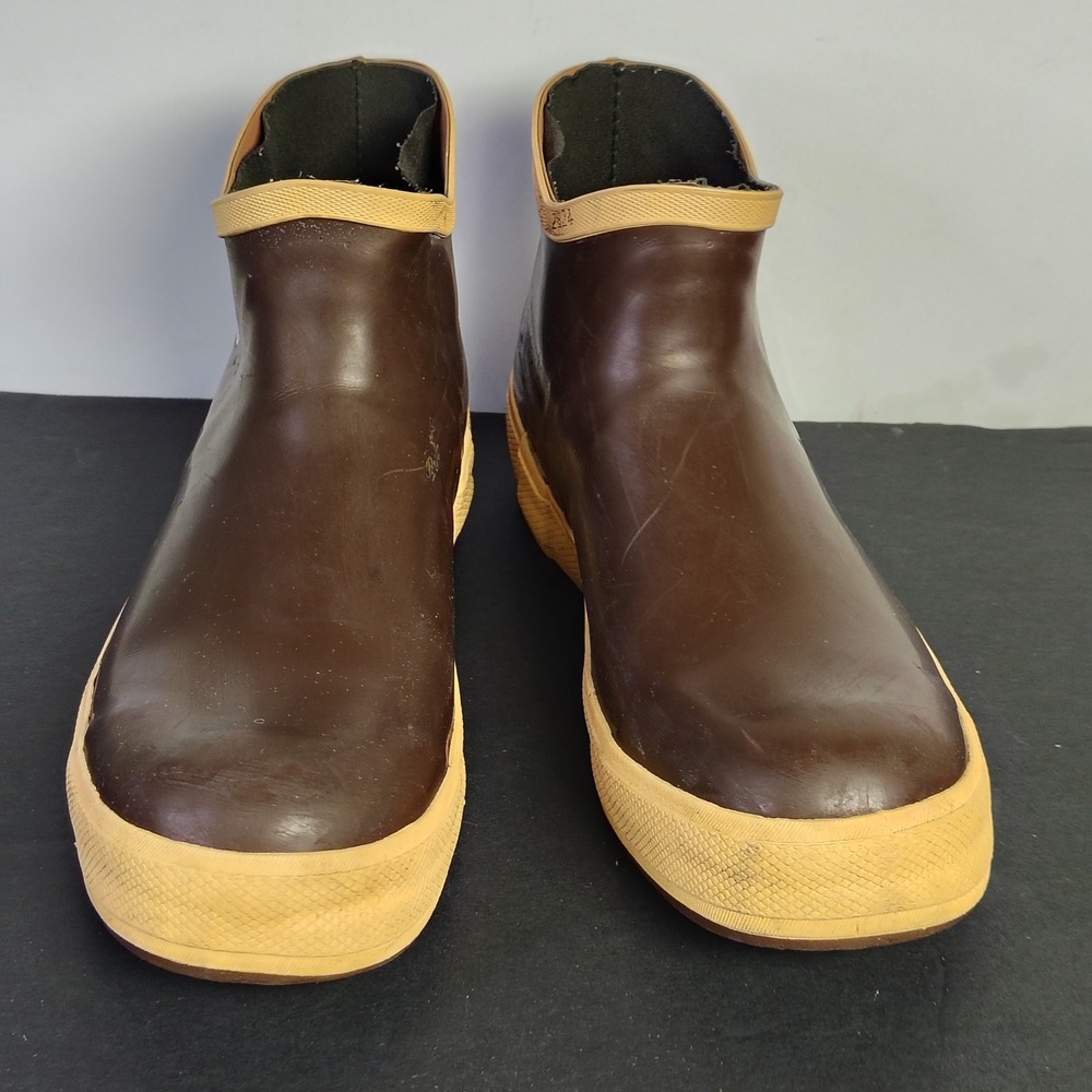 XTRATUF Mens Ankle Deck Boots Size 10 Brown Neoprene Rubber Waterproof Fishing - Picture 3 of 12